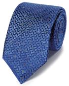  Navy Geometric Silk English Luxury Tie By Charles Tyrwhitt