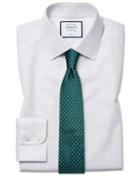  Slim Fit Non-iron Dash Weave Grey Cotton Dress Shirt French Cuff Size 14.5/33 By Charles Tyrwhitt