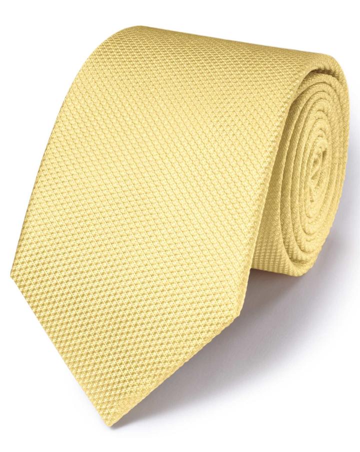 Charles Tyrwhitt Charles Tyrwhitt Light Yellow Silk Classic Plain Tie