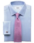  Slim Fit Non-iron Imperial Weave Sky Blue Cotton Dress Shirt Single Cuff Size 15.5/34 By Charles Tyrwhitt