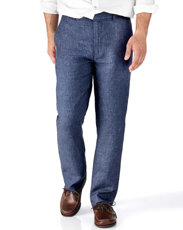 Charles Tyrwhitt Charles Tyrwhitt Indigo Slim Fit Cotton Linen Cotton/linen Tailored Pants Size W32 L32