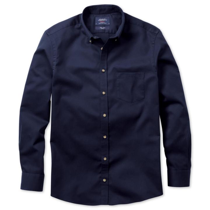 Charles Tyrwhitt Charles Tyrwhitt Navy Non-iron Twill Slim Fit Shirt (l)