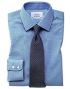  Extra Slim Fit Non-iron Square Weave Blue Cotton Dress Shirt French Cuff Size 14.5/33 By Charles Tyrwhitt