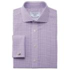 Charles Tyrwhitt Charles Tyrwhitt Classic Fit Non-iron Spread Collar Basketweave Purple Cotton Dress Shirt Size 15.5/36