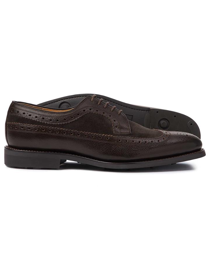  Chocolate Goodyear Welted Derby Wing Tip Brogue Shoes Size 12 By Charles Tyrwhitt