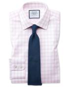  Classic Fit Windowpane Check Pink Cotton Dress Shirt Single Cuff Size 17/34 By Charles Tyrwhitt