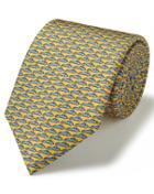  Yellow And Sky Blue Car Print Silk Classic Tie By Charles Tyrwhitt