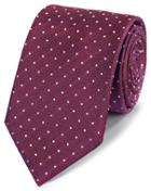  Burgundy And White Stain Resistant Classic Silk Tie By Charles Tyrwhitt