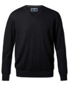  Black Merino Wool V-neck 100percent Merino Wool Sweater Size Large By Charles Tyrwhitt