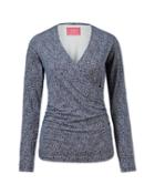 Charles Tyrwhitt Charles Tyrwhitt Women's Navy Multi Leaf Printed Jersey Wrap Top