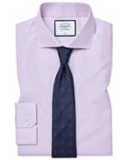  Super Slim Fit Cutaway Collar Non-iron Poplin Lilac Cotton Dress Shirt French Cuff Size 14.5/32 By Charles Tyrwhitt