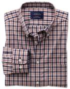 Charles Tyrwhitt Extra Slim Fit Non-iron Poplin Blue And Orange Check Cotton Casual Shirt Single Cuff Size Small By Charles Tyrwhitt