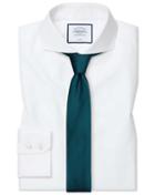  Slim Fit White Non-iron Twill Extreme Cutaway Collar Cotton Dress Shirt French Cuff Size 14.5/33 By Charles Tyrwhitt