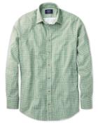 Charles Tyrwhitt Slim Fit Green Geometric Print Cotton/linen Casual Shirt Single Cuff Size Xs By Charles Tyrwhitt