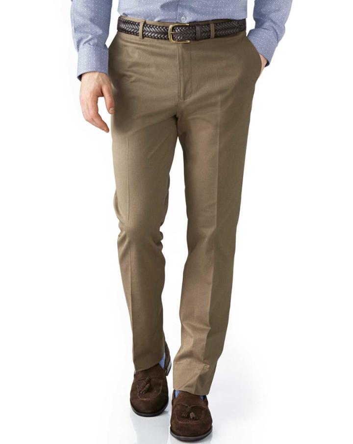Charles Tyrwhitt Charles Tyrwhitt Tan Extra Slim Fit Stretch Cavalry Twill Pants Size W30 L32