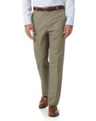 Charles Tyrwhitt Olive Classic Fit Flat Front Non-iron Cotton Chino Pants Size W32 L30 By Charles Tyrwhitt