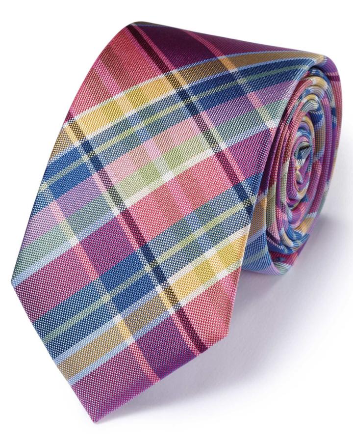 Charles Tyrwhitt Charles Tyrwhitt Slim Multi Silk Classic Tartan Checkered Tie