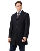  Navy Italian Wool And Cashmere Epsom Overwool/cashmere Coat Size 38 By Charles Tyrwhitt