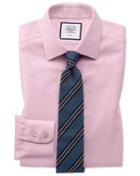  Classic Fit Non-iron Pink Arrow Weave Cotton Dress Shirt French Cuff Size 15.5/35 By Charles Tyrwhitt