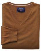 Charles Tyrwhitt Tan Merino Wool V-neck Sweater Size Large By Charles Tyrwhitt