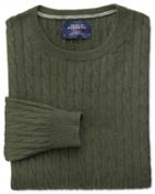  Forest Green Cotton Cashmere Cable Crew Neck Cotton/cashmere Sweater Size Large By Charles Tyrwhitt