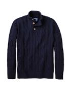 Charles Tyrwhitt Charles Tyrwhitt Navy Lambswool Cable Knit Button Neck Sweater
