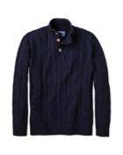 Charles Tyrwhitt Charles Tyrwhitt Navy Lambswool Cable Knit Button Neck Sweater