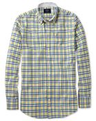 Charles Tyrwhitt Charles Tyrwhitt Extra Slim Fit Blue And Yellow Check Washed Oxford Cotton Dress Shirt Size Large