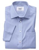 Charles Tyrwhitt Classic Fit Non-iron Pinpoint Short Sleeve Sky Blue Cotton Dress Shirt Size 20/short By Charles Tyrwhitt