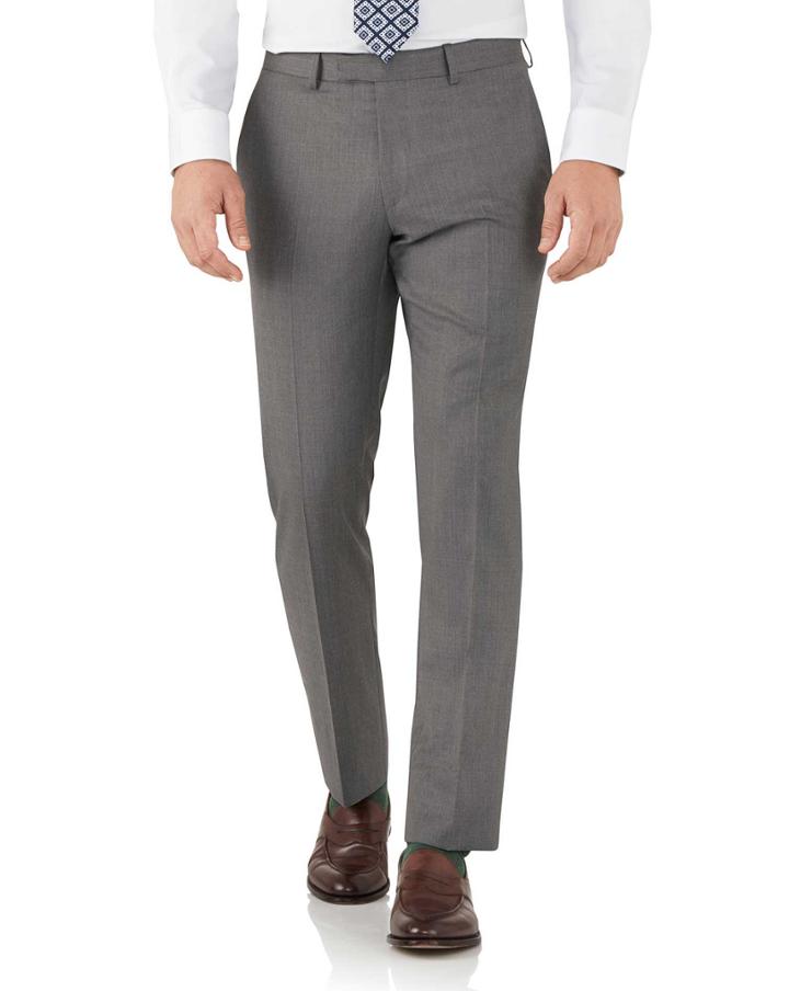  Grey Slim Fit Italian Suit Wool Pants Size W30 L38 By Charles Tyrwhitt