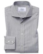 Charles Tyrwhitt Extra Slim Fit Spread Collar Non-iron Fine Stripe Charcoal Cotton Dress Shirt Single Cuff Size 14.5/32 By Charles Tyrwhitt