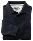 Charles Tyrwhitt Charles Tyrwhitt Slim Fit Navy Pique Long Sleeve Cotton Polo Size Medium