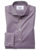 Charles Tyrwhitt Extra Slim Fit Spread Collar Non-iron Twill Dark Purple Cotton Dress Casual Shirt French Cuff Size 14.5/32 By Charles Tyrwhitt