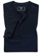  Navy Short Sleeve Henley T-casual Shirt Size Large By Charles Tyrwhitt