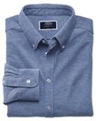 Charles Tyrwhitt Navy Oxford Jersey Cotton Casual Shirt Size Medium By Charles Tyrwhitt