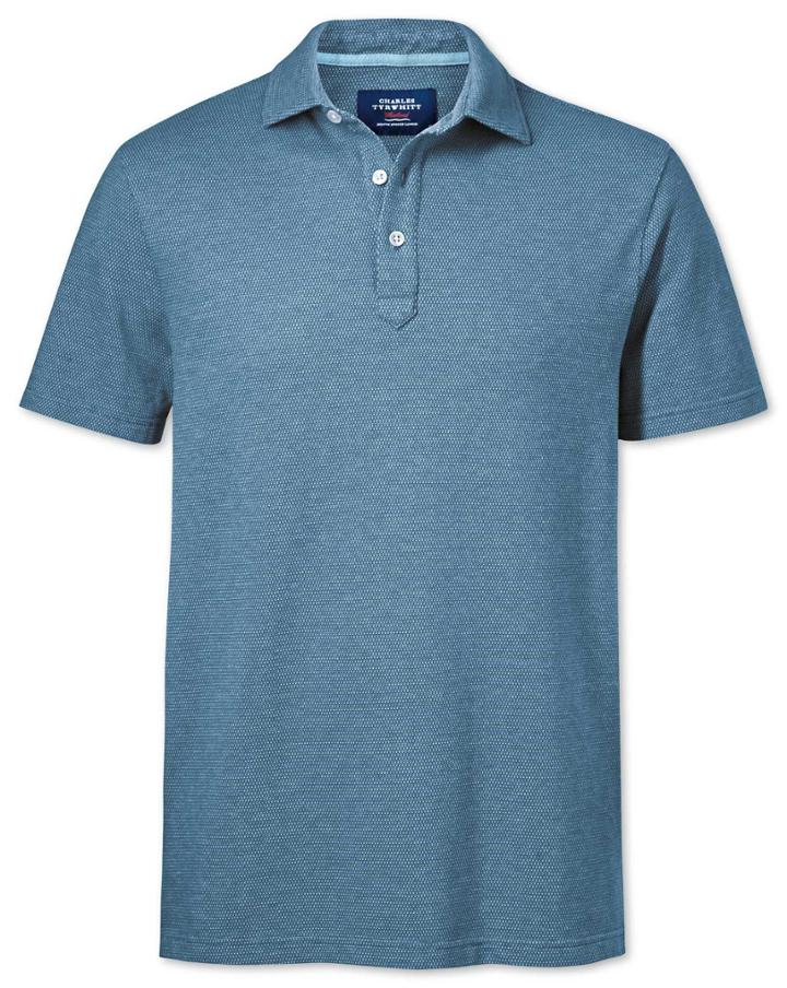 Charles Tyrwhitt Charles Tyrwhitt Blue And Sky Blue Birds Eye Cotton Polo Size Large