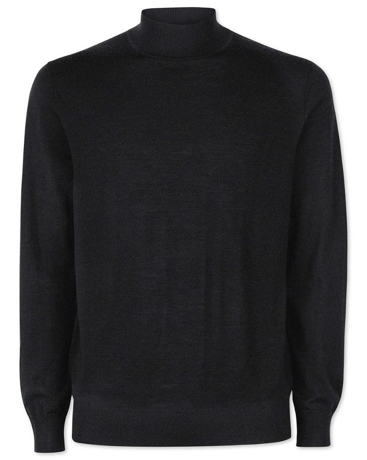  Dark Charcoal Merino Turtle Neck 100percent Merino Wool Sweater Size Large By Charles Tyrwhitt