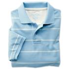 Charles Tyrwhitt Charles Tyrwhitt Sky And White Short Sleeve Stripe Slim Fit Pique Polo (l)