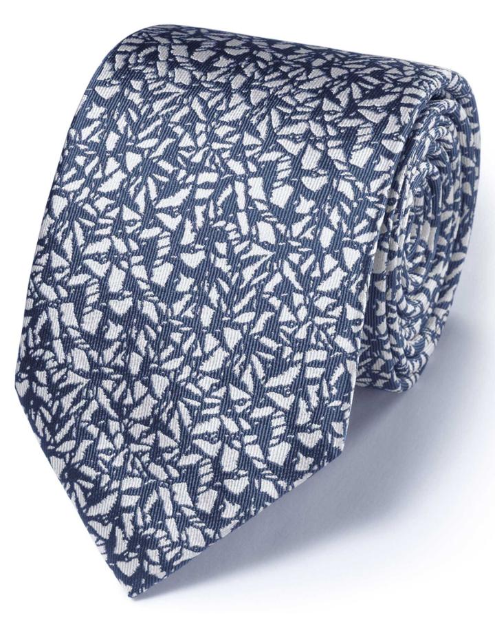 Charles Tyrwhitt Mid Blue Silk Classic Abstract Texture Tie By Charles Tyrwhitt