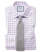 Charles Tyrwhitt Classic Fit Windowpane Check Purple Cotton Dress Shirt Single Cuff Size 15.5/33 By Charles Tyrwhitt