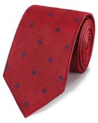  Red And Navy Stain Resistant Fleur-de-lys Classic Silk Tie By Charles Tyrwhitt