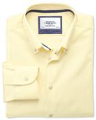 Charles Tyrwhitt Charles Tyrwhitt Slim Fit Button-down Collar Non-iron Business Casual Yellow Cotton Dress Shirt Size 14.5/32