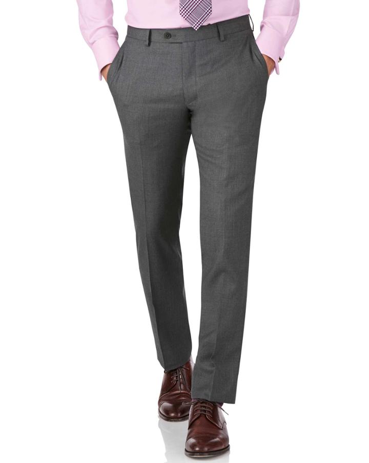 Charles Tyrwhitt Mid Grey Slim Fit Twill Business Suit Wool Pants Size W40 L38 By Charles Tyrwhitt