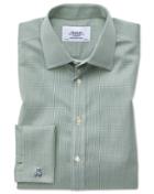 Charles Tyrwhitt Classic Fit Non-iron Puppytooth Olive Green Cotton Dress Shirt French Cuff Size 15.5/33 By Charles Tyrwhitt