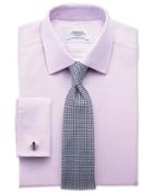  Slim Fit Non-iron Imperial Weave Lilac Cotton Dress Shirt Single Cuff Size 16/36 By Charles Tyrwhitt