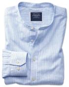 Charles Tyrwhitt Slim Fit Collarless Blue And White Stripe Cotton Casual Shirt Single Cuff Size Large By Charles Tyrwhitt