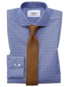 Charles Tyrwhitt Extra Slim Fit Spread Collar Non-iron Prince Of Wales Blue Cotton Dress Casual Shirt French Cuff Size 14.5/32 By Charles Tyrwhitt