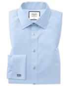  Extra Slim Fit Non-iron Twill Sky Blue Cotton Dress Shirt French Cuff Size 14.5/32 By Charles Tyrwhitt