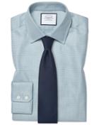  Slim Fit Egyptian Cotton Chevron Teal Dress Shirt Single Cuff Size 14.5/33 By Charles Tyrwhitt