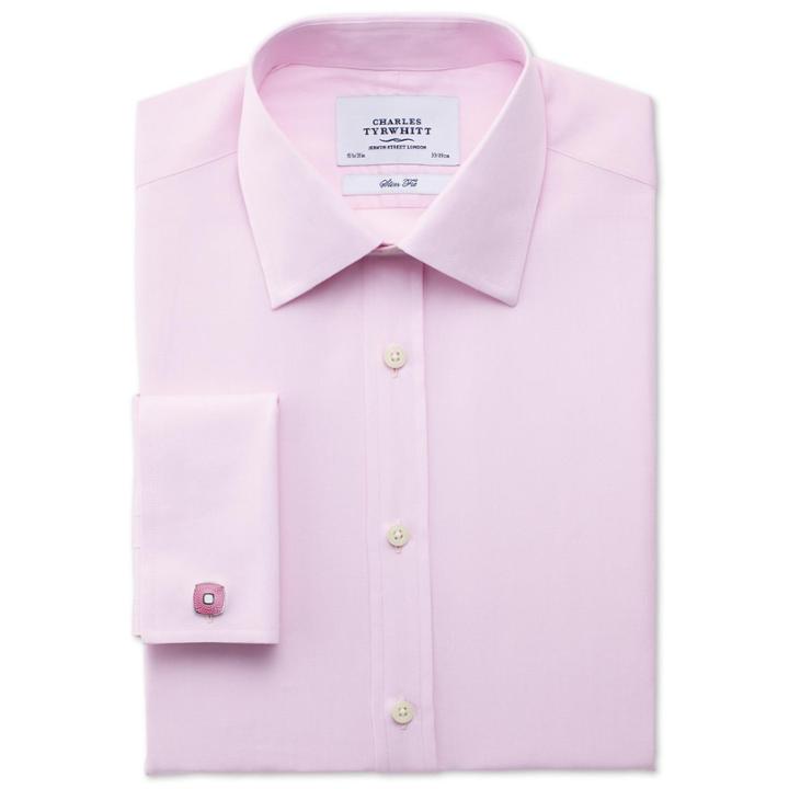 Charles Tyrwhitt Charles Tyrwhitt Pink Silk Road End-on-end Slim Fit Shirt (14.5 - 32)